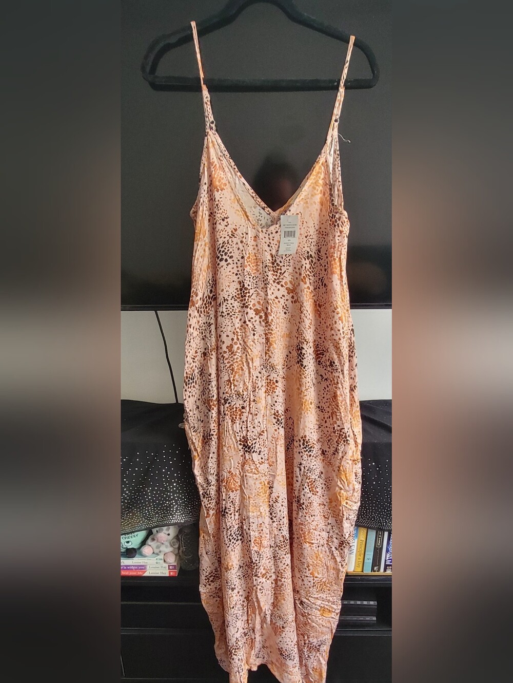 lovestitch Pink Peach Animal-Print Slip Maxi Dress